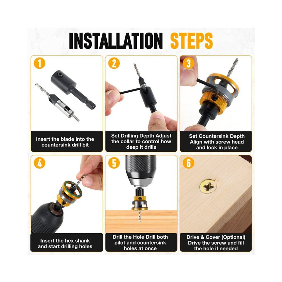 Woodworking Limit Four Countersink Drill High-Speed Steel Drill Adjustable Depth Step Drill Screw 6033932689658