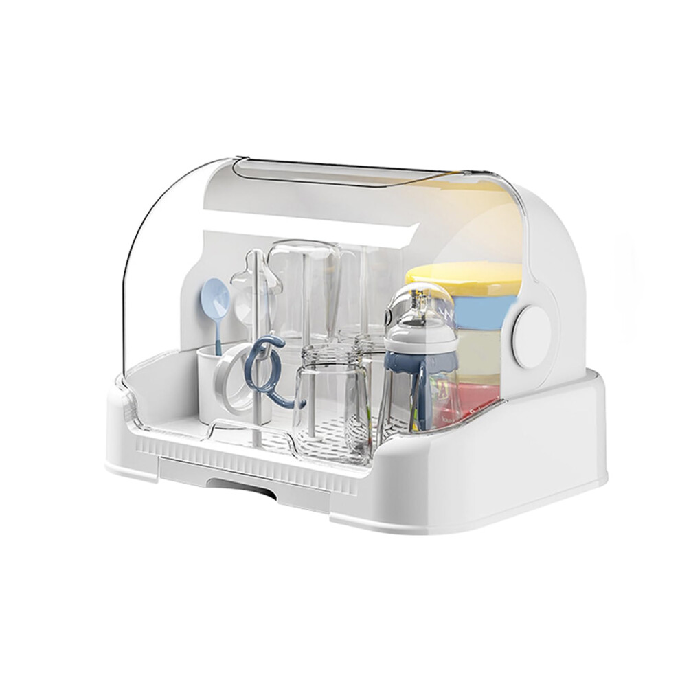 Baby Bottle Drying Rack With Lid, Spacesaving Vertical Organizer For Countertop, White