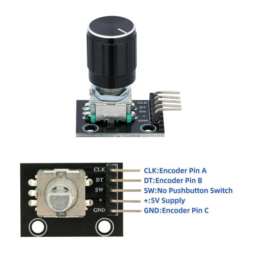 6 PCS KY-040 Rotary Encoder Module, 360 Degree Rotary Encoder with Knobs Cap Brick Sensor Modules for Light Control Etc 2