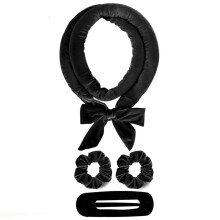 2PCS Velvet Heatless Curling Headband Set No Heat Hair Curlers for Overnight Comfortable Curls Black