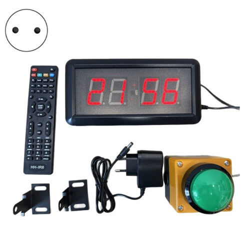 EU Plug LED Countdown Stopwatch Digital Wall Clock with Button Remote Control, Reset to Race Timer 6CM Small Button 2