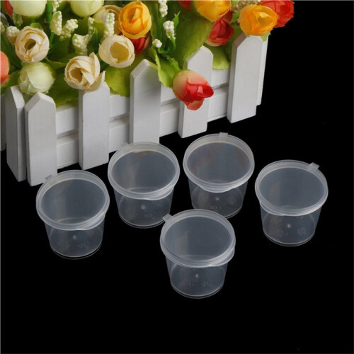 100Pcs Small Plastic Disposable Sauce Cups with Lids for Food Storage 1