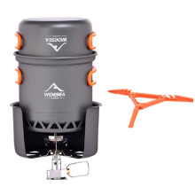 Widesea Portable Camping Stove Set Aluminum 1.3L Pot Wind Guard Canister Stand 2300W All-in-One for Outdoor Cooking
