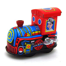 Vintage Locomotive Toy Retro WindUp Tin Train Model for Decoration and Photography Props