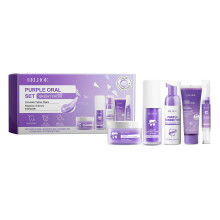 Teeth Whitening Kit Purple Toned Set with Tooth Care Pen Powder Toothpaste and Mousse for Even‑Tone Finish
