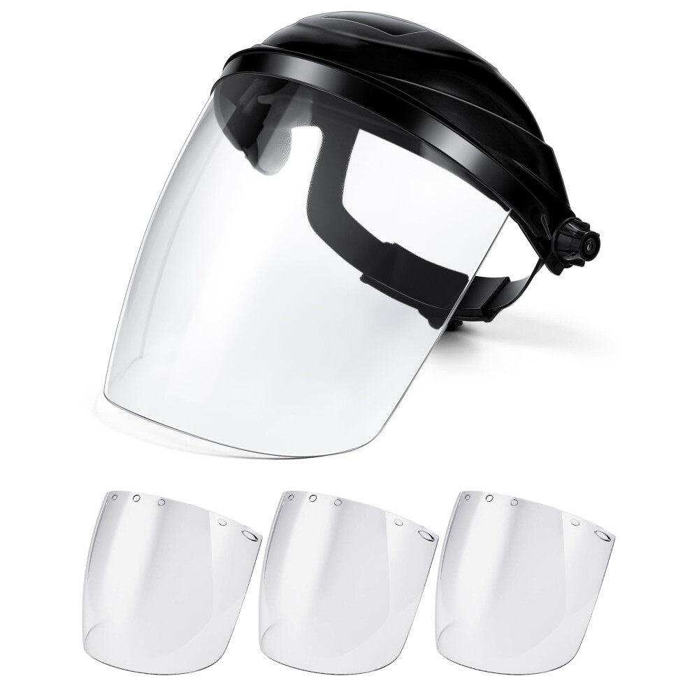 Pack Of 4 Face Shield For Grinding With Impact Resistant Visor And Adjustable Ratchet Headgear Black 9169991558035