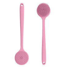 Silicone Bath Brush Back Scrubber with Long Handle, Double Sided Exfoliating Body Brush Pink LBC132e06