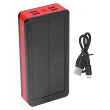 30000mAh-s napelemes külső akkumulátor 32 LED-es lámpával és 4 USB porttal