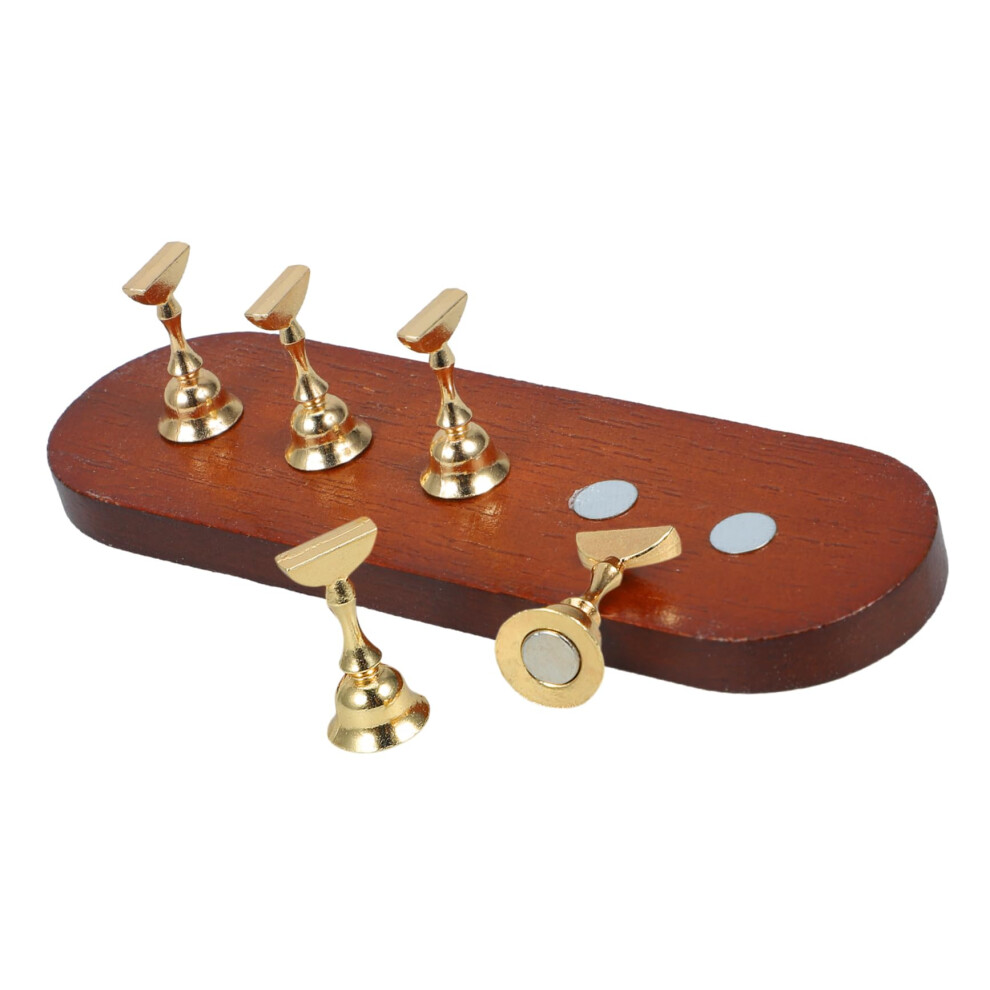 Nail Display Stand with Magnetic Tip Holders and Wooden Oval Base for Manicure Practice