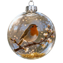 Festives Nature Bird Acrylic Ball Hanging Ornament For-Robin
