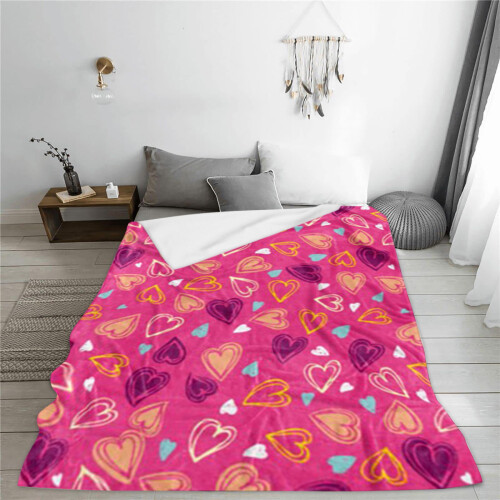 Flannel Throw Blanket with Red Heart Design100x70cm 1