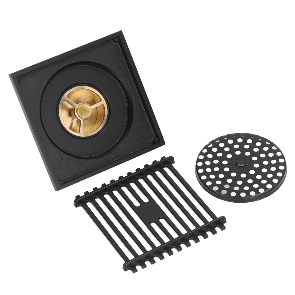 Black Stainless Steel Floor Drain Set With Odour-Proof Cover 9058772754806