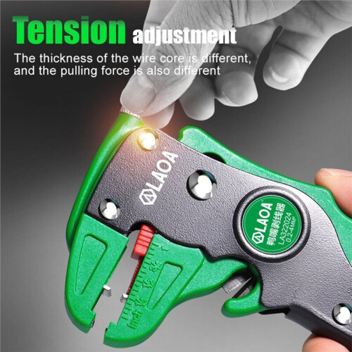 LAOA Automatic Wire Stripper with Flatwire Cutter, 0.2 to 4mm Range, Adjustable Length for Electricians 1