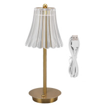 Lampă de masă Crystal Touch, cupru, acril, 3 luminozități, USB
