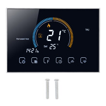 Slimme thermostaat met lcd-touchscreen, wandmontage, zwart