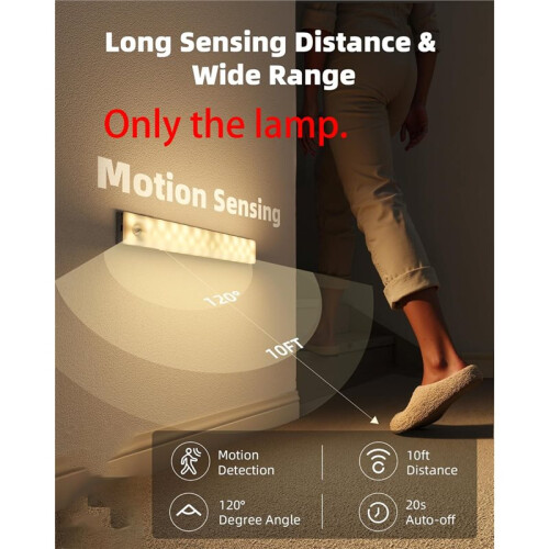 3-Pack Under Cabinet Lighting, Rechargeable Wireless Motion Sensor Lights, 3 Color Temps, Timer, for Kitchen, Closet 2