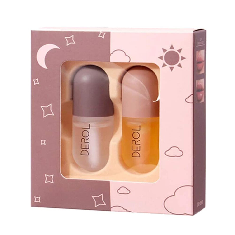 2pcs Lip Plumper Set with Lip Care Serum, Instant Volume and Overnight Hydration for Fuller Lips
