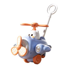 Baby Walker Push Toy with Adjustable Handle and Bell, Durable Blue Toddler Activity Walker