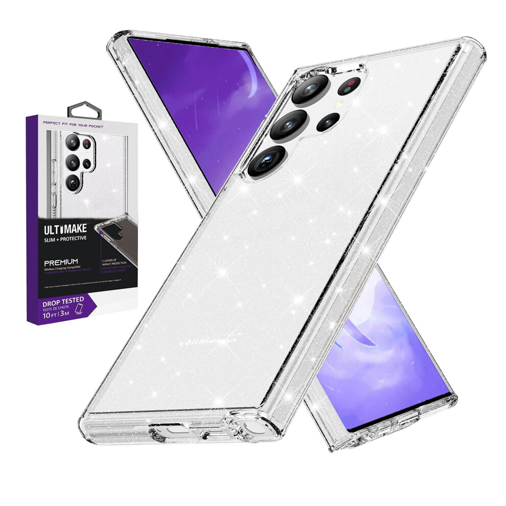 Clear Glitter Shockproof Case Cover With Antiyellowing Transparent Design For Samsung Galaxy S25 Ultra 9771547511304