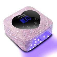 72W Cordless UV LED Nail Lamp Rechargeable Gel Nail Dryer with LCD Display for Home and Salon Pearl Pink