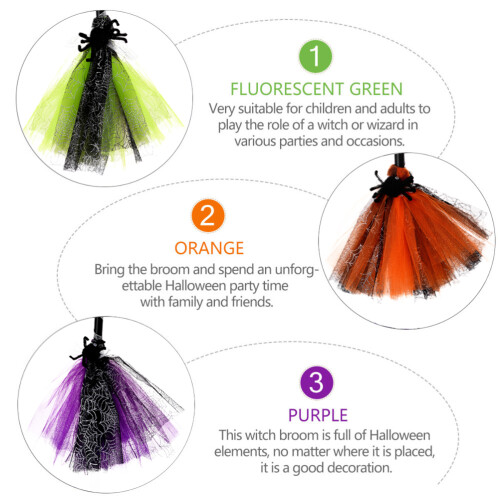 Balai en maille violet, vert fluorescent et orange, 60 x 20 cm 2