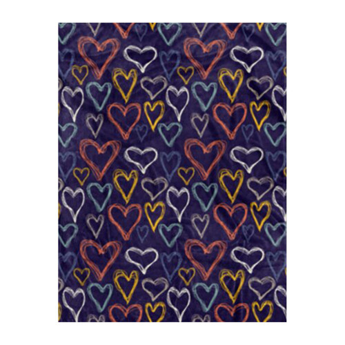 Flannel Throw Blanket with Red Heart Design100x70cm
