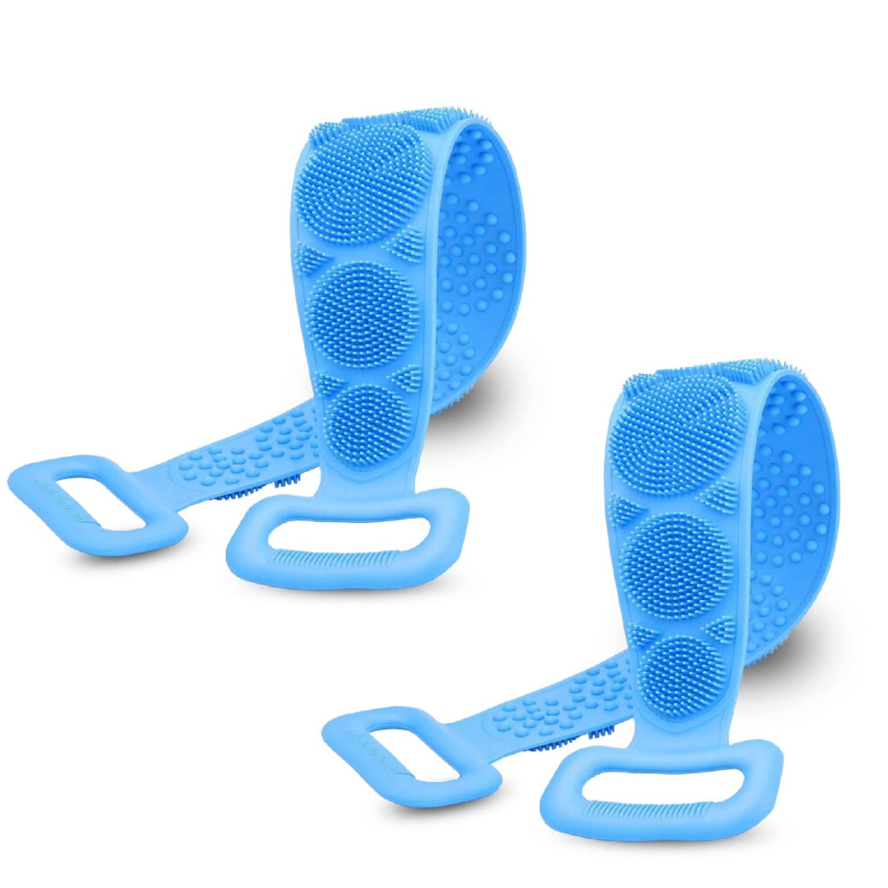 DualSided Silicone Back Scrubber 30 Inch with ExtraLong Reach and QuickDry Exfoliation Pack of 2