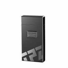 2025 UltraThin Windproof Jet Flame Butane Lighter, Rechargeable Adjustable Flame, Metal Flip for Men and Women Black