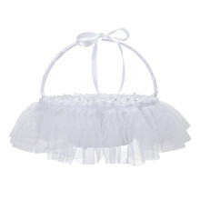 Iron and Polyester Flower Basket with Lace27x27x25cm