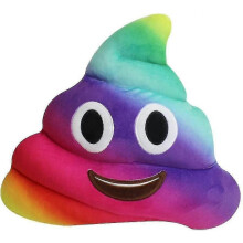 Smiley-Kackhaufen-Regenbogenkissen – Rosa-gelbes, rundes Plüschkissen – Deko-Spielzeug mit Smiley-Gesicht, Augen und Lächeln