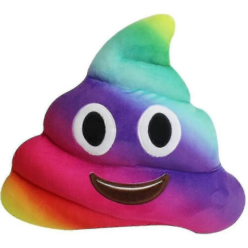 Μαξιλάρι σε σχήμα ουράνιου τόξου με smiley poo - ροζ κίτρινο στρογγυλό βελούδιν