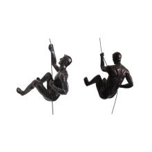 3x Bronze Climbing Abseiling Men Trio Hanging Ornament Figures Climbing Men Wall-hanging Figurine Abseiling Ornaments-HA