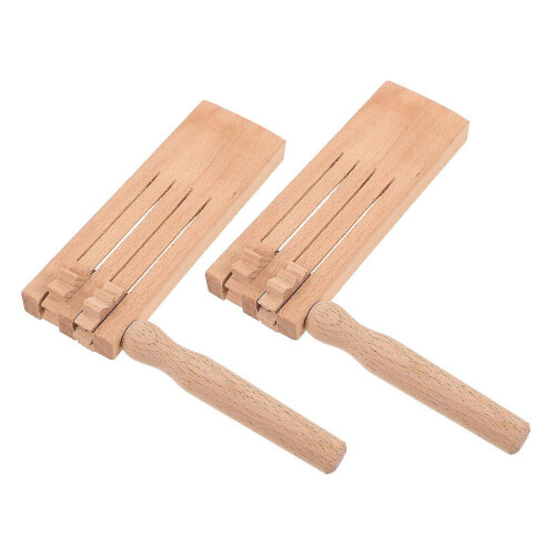 Orff Instruments Ξύλινη περιστρεφόμενη καστάνια για παιχνίδι 2 τεμάχια ξύλινα ηχε