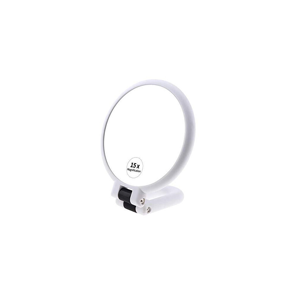 15x Magnifying Handheld Mirror, Double Sided Travel Folding Makeup Mirror, Portable Pedestal Design with 1x/15x Magnification