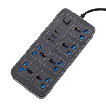 Universal Power Strip 1.8m Extension Cord with USB-C & USB Ports Multi-Outlet Electrical Socket UK Plug Black