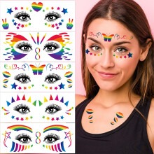 Pride Temporary Tattoos 10 Sheets Rainbow Face and Body Stickers with Butterfly Star Design for LGBT Festival Party