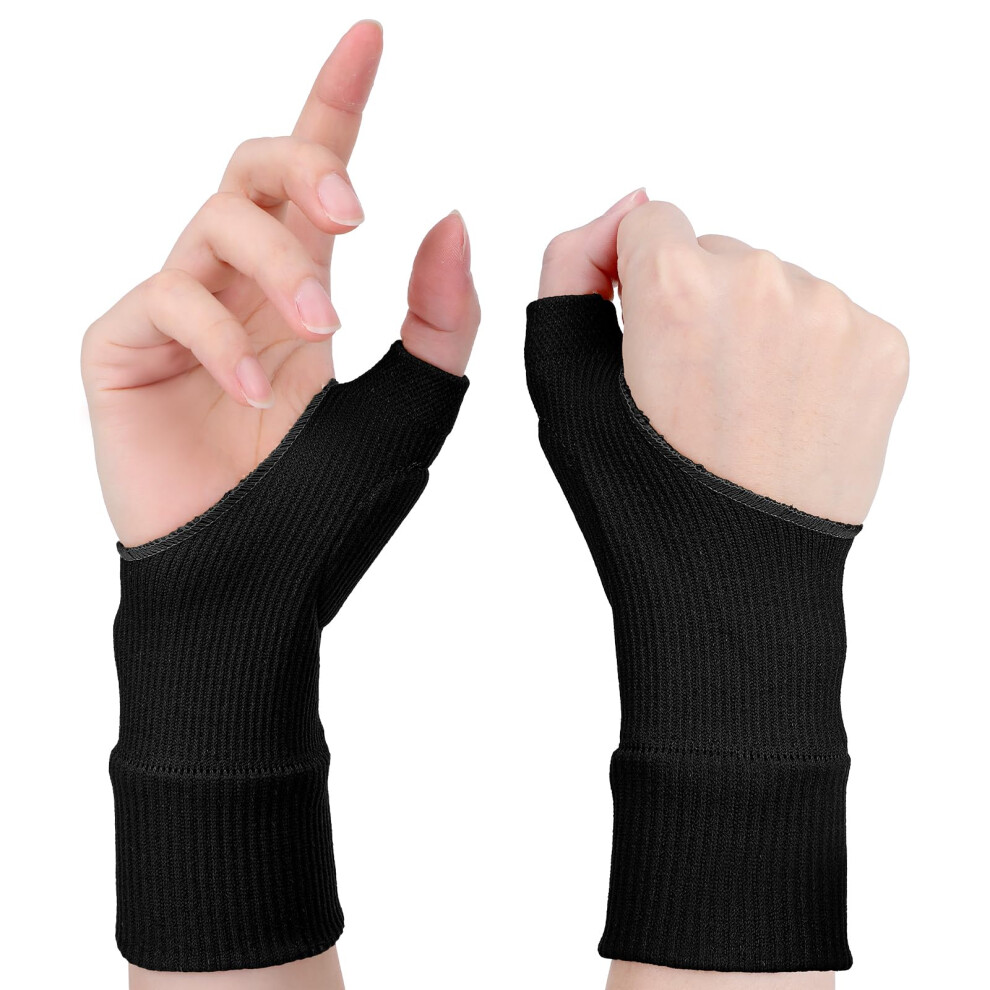 Arthritis Gloves for Thumb Pain Relief, Fingerless Compression Gloves with Latex Pad and Wrist Support, 2PCS