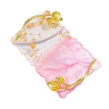 Nail Art Mixing Palette with Gold Edge Resin, Easy Clean Surface for Professional Nail Polish