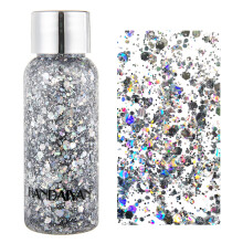 Silver Body Glitter Gel with Mermaid Sequins for Face Hair and Body, Chunky Festival Makeup Shine