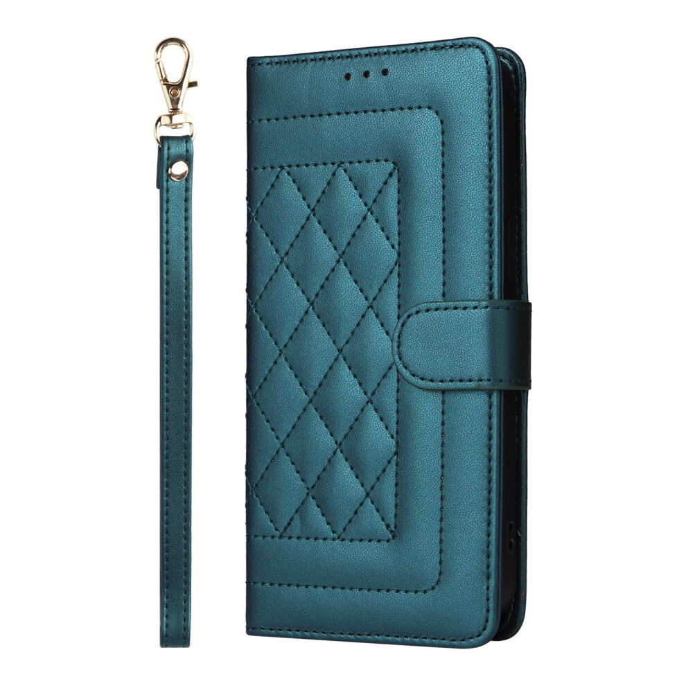 Leather Case Lanyard Wallet Cover With Magnetic Closure Card Slots Kickstand For Google Pixel 9 Green 9073542649656