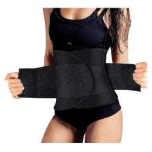 3XL Black Waist Trainer Belt for Women, Adjustable SweatEnhancing Body Shaper Corset with Lumbar Support