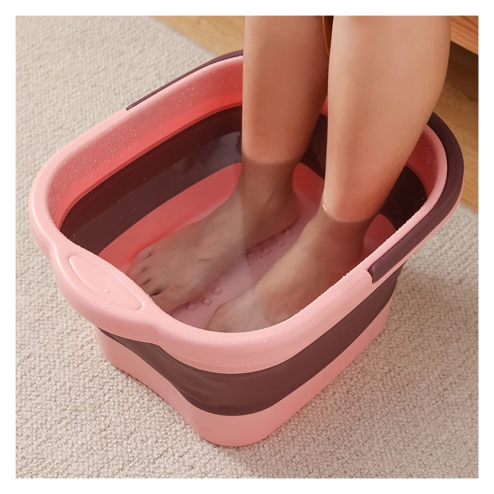 Pink Foldable Foot Spa Tub 15L With Heat Retention And Massage Surface For Home Pedicure
