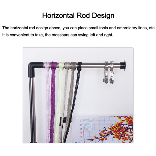 Adjustable Embroidery Stand with Wheels, Height Adjustable Cross Stitch Floor Frame for Needlework Organizer 1