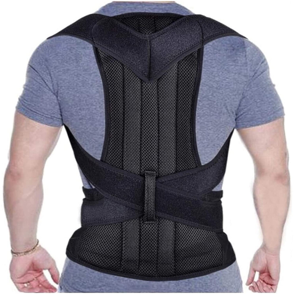 Black Full Back Brace For Posture Support, Lumbar And Upper Back Decompression Corrector, Xsmall