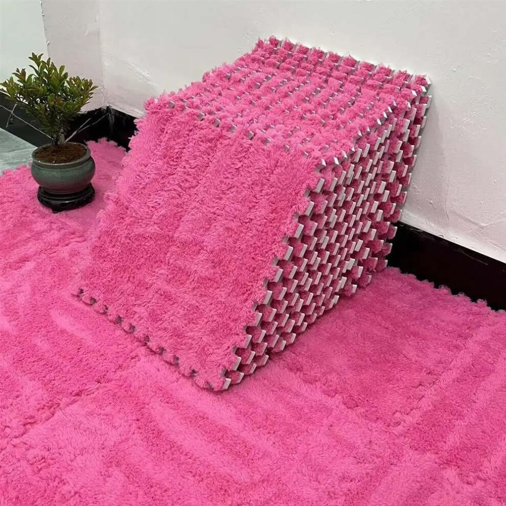 Plush Foam Puzzle Floor Mat 20Pcs Soft Rose Interlocking Tiles For Home Playroom Beige