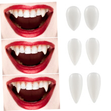 Halloween Vampire Fangs Cosplay Teeth with Multiple Sizes, Realistic Reusable Props for Costume Party