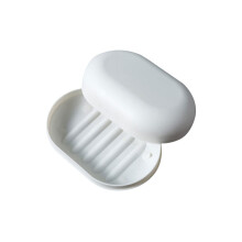 Travel Soap Case with Airtight Secure Closure, Compact White Plastic Soap Box for Shower and Gym