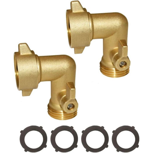 Adaptador de Cotovelo de Mangueira de Cobre de 90 Graus com Válvula de Corte para Mangueira de Jardim Conexão Dos EUA de 3/4 Polegadas 1