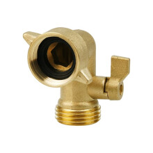 Adaptador de Cotovelo de Mangueira de Cobre de 90 Graus com Válvula de Corte para Mangueira de Jardim Conexão Dos EUA de 3/4 Polegadas