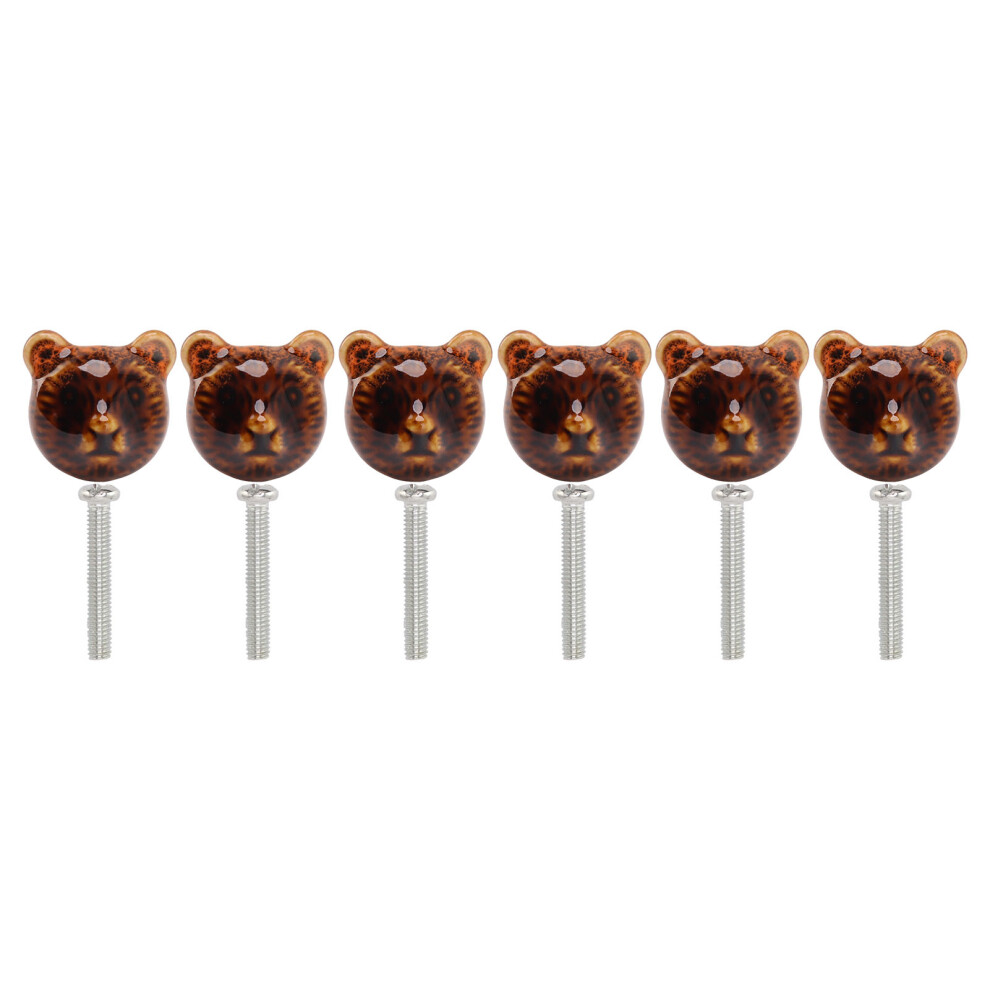 6-Pack Bear Head Door Knob Â Ceramic & Zinc Alloy, Orange 9058772757968